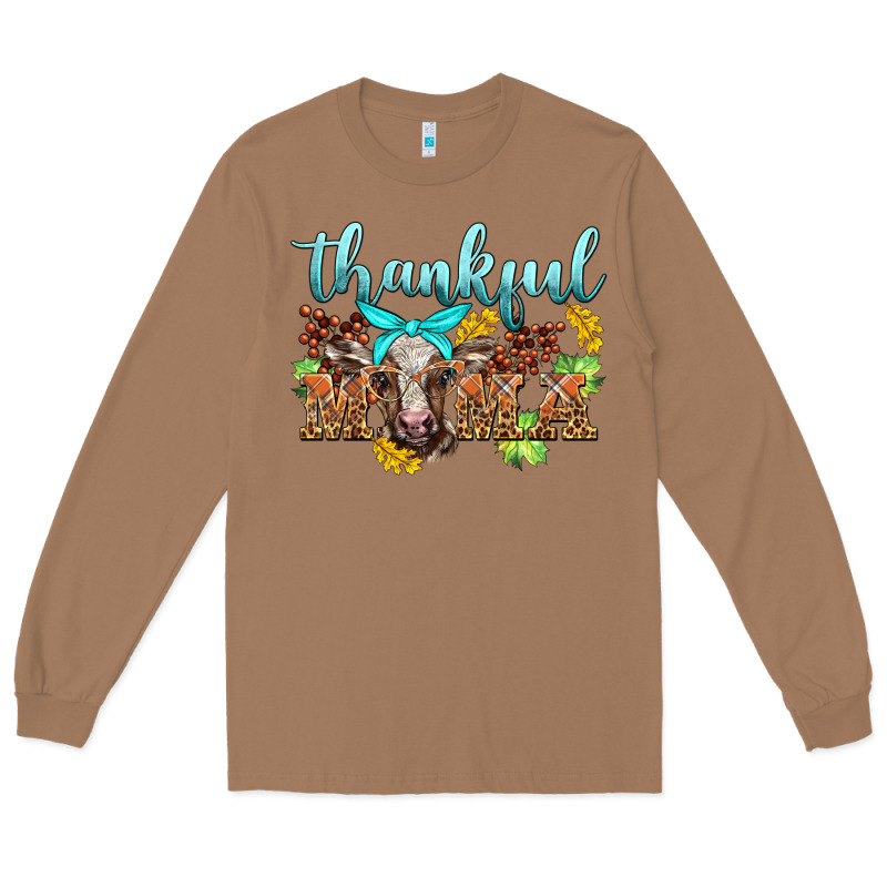 Thankful Mama Cow Long Sleeve Tee by BarkalooDesign | Teevron