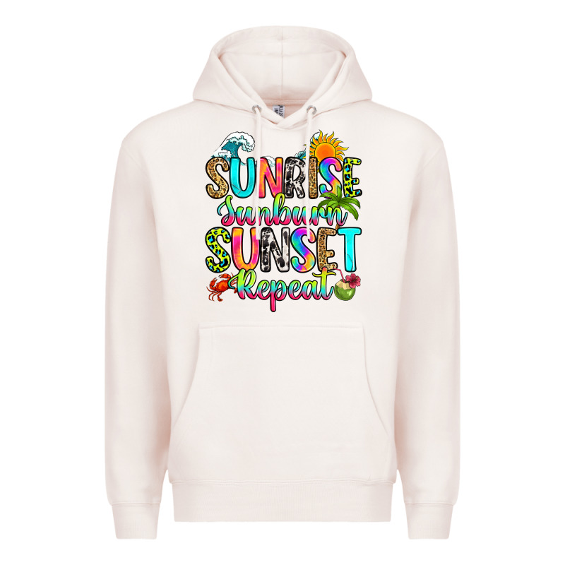 Sunrise Sunburn Sunset Repeat Premium Hoodie by RanaPortraitStore | Teevron