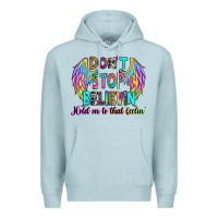 Blue Mist don't stop believin' hold on to that feelin' Premium Hoodie - RanaPortraitStore