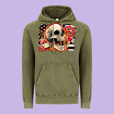 Firefighter Skull Vintage Hoodie Designed By Adodesignshop