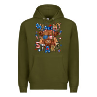 Army Green oh my stars highland cow Premium Hoodie - RanaPortraitStore