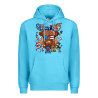 Ocean Blue oh my stars highland cow Premium Hoodie - RanaPortraitStore