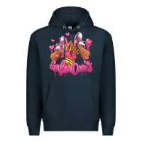 Navy galentines afro girl sneakers Premium Hoodie - RanaPortraitStore