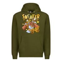 Army Green yellow sneaker girl afro woman Premium Hoodie - RanaPortraitStore
