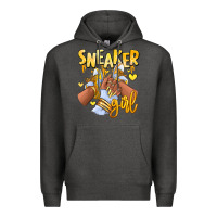Charcoal Heather yellow sneaker girl afro woman Premium Hoodie - RanaPortraitStore