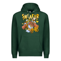 Sports Green yellow sneaker girl afro woman Premium Hoodie - RanaPortraitStore