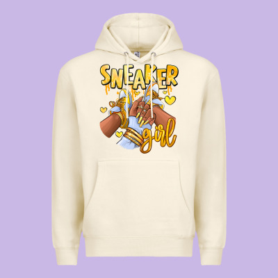 Premium Hoodie yellow sneaker girl afro woman