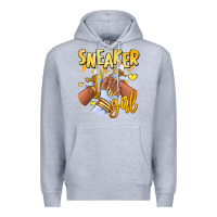 Heather Grey yellow sneaker girl afro woman Premium Hoodie - RanaPortraitStore