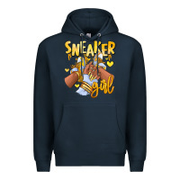 Navy yellow sneaker girl afro woman Premium Hoodie - RanaPortraitStore