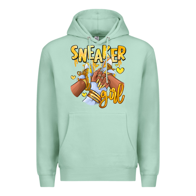 Yellow Sneaker Girl Afro Woman Premium Hoodie by RanaPortraitStore | Teevron