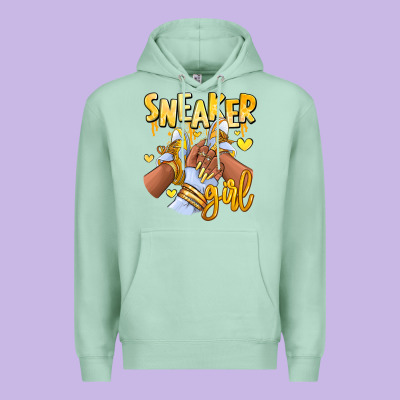 Premium Hoodie yellow sneaker girl afro woman