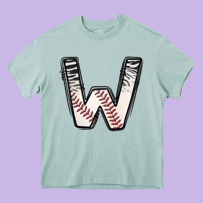 Baseball Alphabet Heavy Core Tee Designed By Cowhidedigitalart