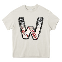 Cream Baseball Alphabet Heavy Core Tee - CowhideDigitalArt