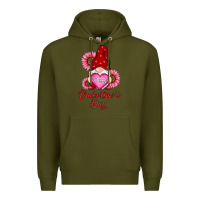 Army Green happy valentines day gnomes with sunflower Premium Hoodie - RanaPortraitStore