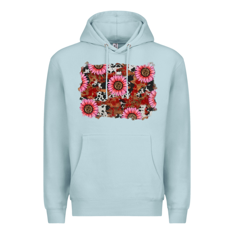 Valentines Day Sunflowers Leopard Cowhide Backgrou Premium Hoodie by RanaPortraitStore | Teevron