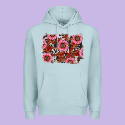Premium Hoodie valentines day sunflowers leopard cowhide backgrou
