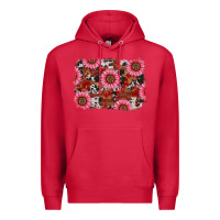 Cardinal valentines day sunflowers leopard cowhide backgrou Premium Hoodie - RanaPortraitStore