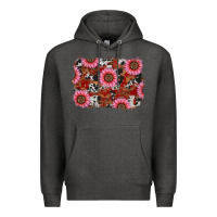 Charcoal Heather valentines day sunflowers leopard cowhide backgrou Premium Hoodie - RanaPortraitStore