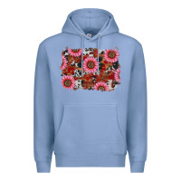 Colony Blue valentines day sunflowers leopard cowhide backgrou Premium Hoodie - RanaPortraitStore