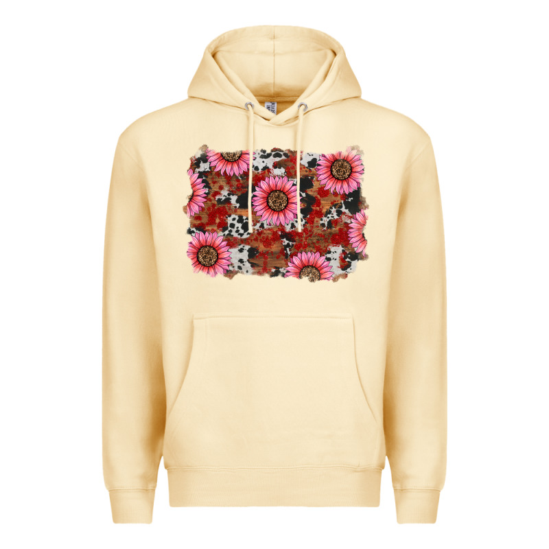 Valentines Day Sunflowers Leopard Cowhide Backgrou Premium Hoodie by RanaPortraitStore | Teevron
