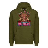 Army Green be mine cow Premium Hoodie - RanaPortraitStore