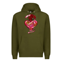 Army Green heart glass vase love tickets with rose Premium Hoodie - RanaPortraitStore