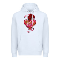 White heart glass vase love tickets with rose Premium Hoodie - RanaPortraitStore