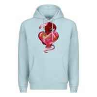 Blue Mist heart glass vase love tickets with rose Premium Hoodie - RanaPortraitStore