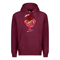 Burgundy heart glass vase love tickets with rose Premium Hoodie - RanaPortraitStore
