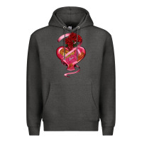 Charcoal Heather heart glass vase love tickets with rose Premium Hoodie - RanaPortraitStore