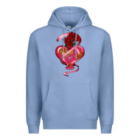 Colony Blue heart glass vase love tickets with rose Premium Hoodie - RanaPortraitStore