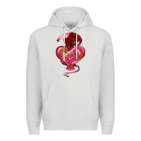 Dove Grey heart glass vase love tickets with rose Premium Hoodie - RanaPortraitStore