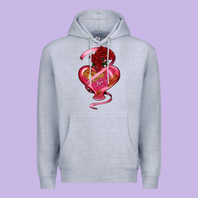 Premium Hoodie heart glass vase love tickets with rose