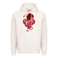 Pale Pink heart glass vase love tickets with rose Premium Hoodie - RanaPortraitStore