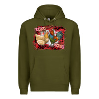 Army Green xoxo rooster and chicken Premium Hoodie - RanaPortraitStore