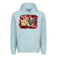 Blue Mist xoxo rooster and chicken Premium Hoodie - RanaPortraitStore