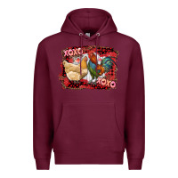 Burgundy xoxo rooster and chicken Premium Hoodie - RanaPortraitStore