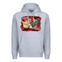 Heather Grey xoxo rooster and chicken Premium Hoodie - RanaPortraitStore