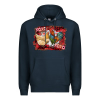 Navy xoxo rooster and chicken Premium Hoodie - RanaPortraitStore