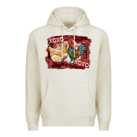 Oatmeal Heather xoxo rooster and chicken Premium Hoodie - RanaPortraitStore