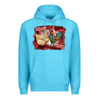 Ocean Blue xoxo rooster and chicken Premium Hoodie - RanaPortraitStore