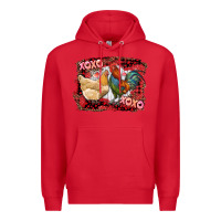Red xoxo rooster and chicken Premium Hoodie - RanaPortraitStore