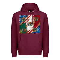 Burgundy American with mexican flag Premium Hoodie - RanaPortraitStore