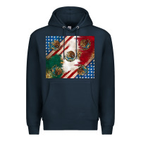 Navy American with mexican flag Premium Hoodie - RanaPortraitStore
