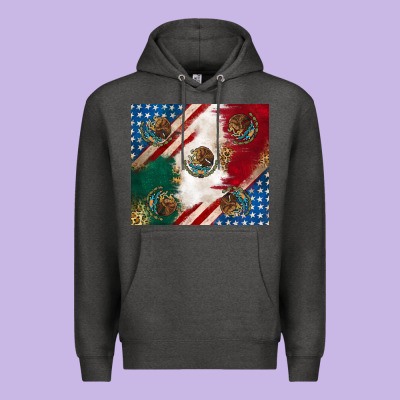 Premium Hoodie American with mexican flag
