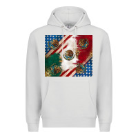 Dove Grey American with mexican flag Premium Hoodie - RanaPortraitStore