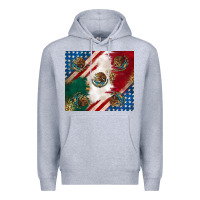 Heather Grey American with mexican flag Premium Hoodie - RanaPortraitStore