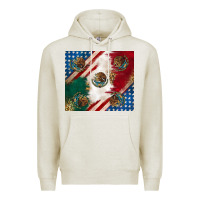 Oatmeal Heather American with mexican flag Premium Hoodie - RanaPortraitStore