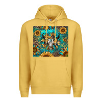 Antique Gold bull skull sunflowers Premium Hoodie - RanaPortraitStore