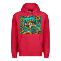 Cardinal bull skull sunflowers Premium Hoodie - RanaPortraitStore
